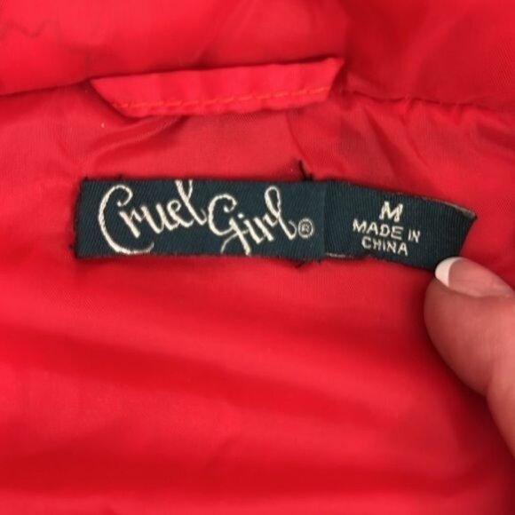 Cruel Girl Plaid Puffer Vest with Studded Embellishments Gray Size M - Picture 4 of 14